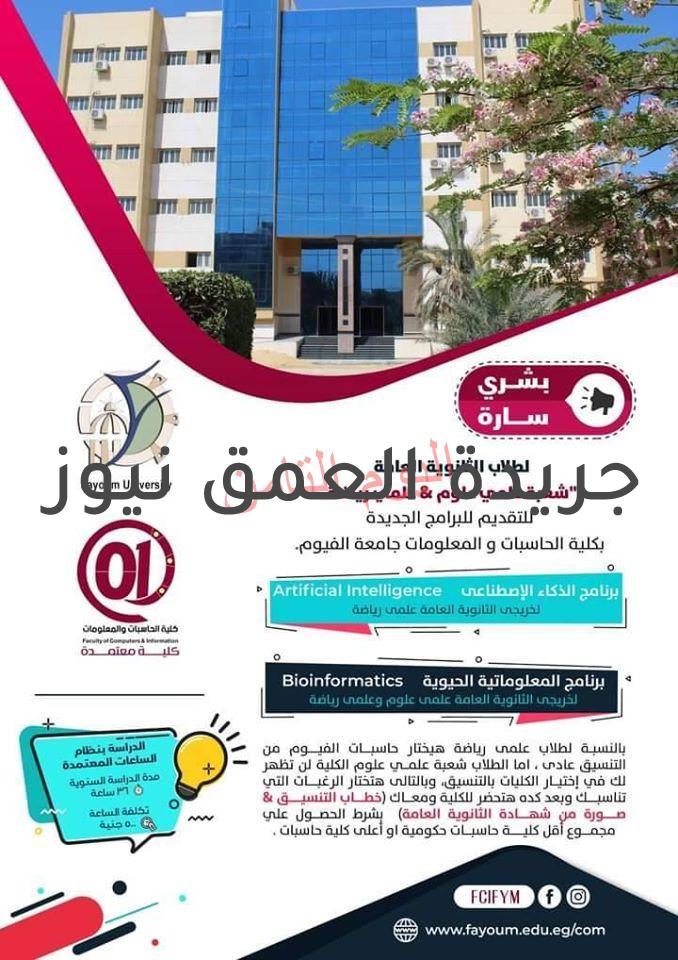 جامعة الفيوم: الذكاء الاصطناعي والمعلوماتية الحيوية برنامجين جديدين بكلية الحاسبات والمعلومات