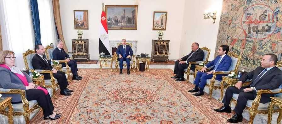 الرئيس السيسي : يناقش مع وزير الخارجية الأمريكي القضية الفلسطينية وسد النهضة