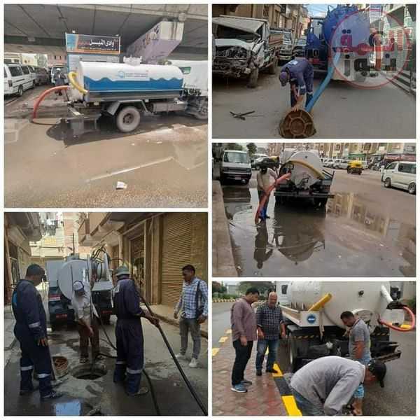 جهود كبيرة ومكثفة لرفع آثار الأمطار بالشوارع والطرق والميادين مدن ومراكز البحيرة